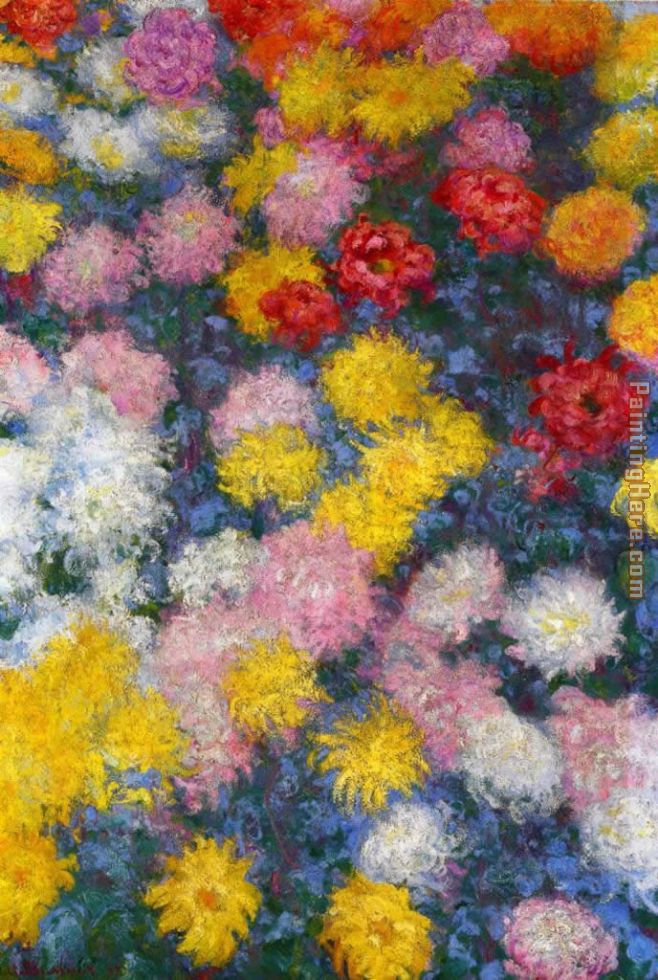 Chrysanthemums 4 painting - Claude Monet Chrysanthemums 4 art painting